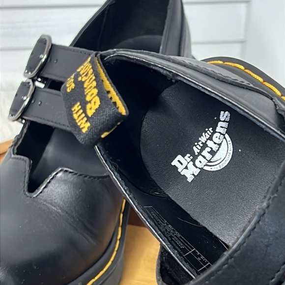 DR. MARTENS l Eviee Sendal Leather Heeled Platform Mary Janes Size 6 - Picture 9 of 13